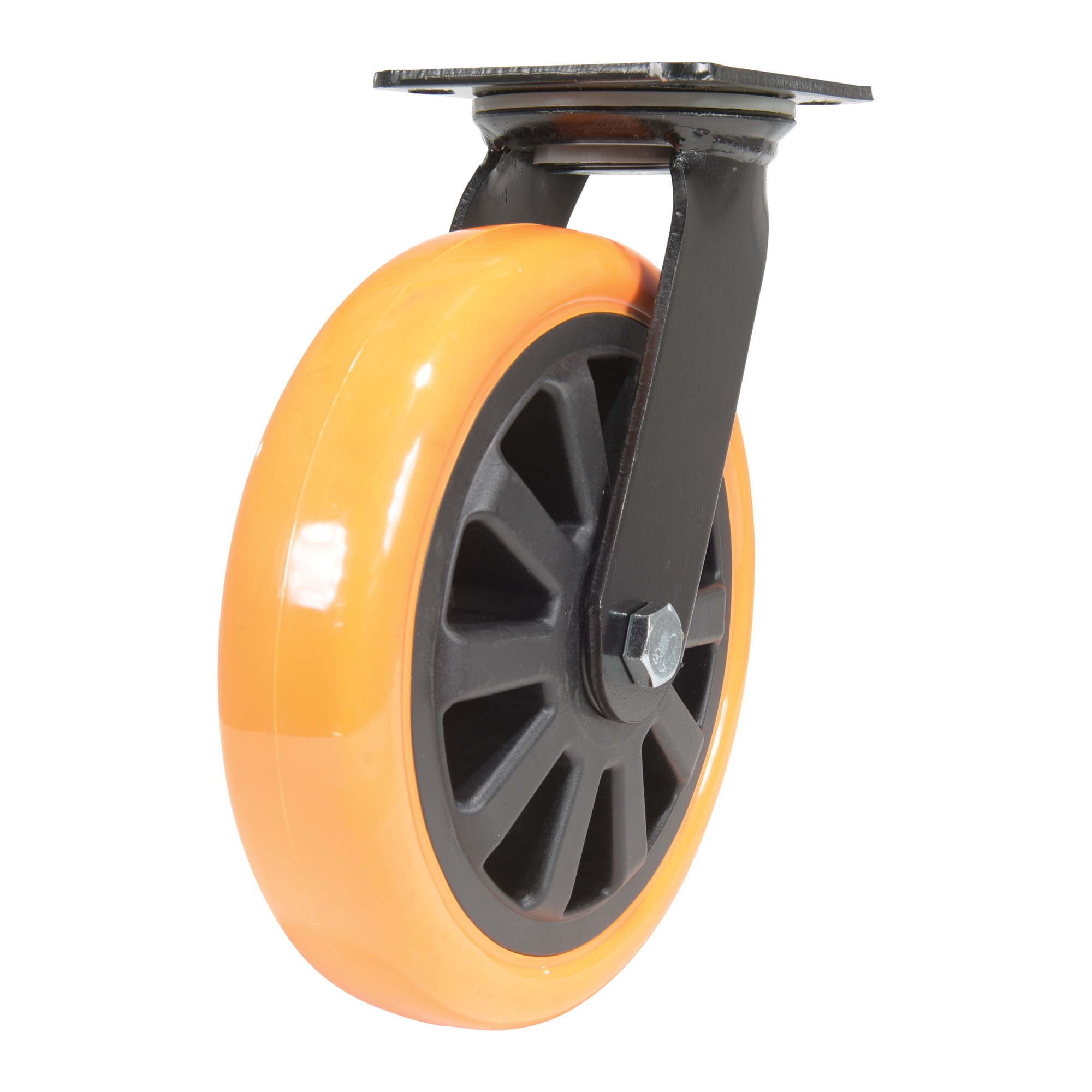 Vestil Polyurethane Swivel Caster - 8in. Diameter, Non-Marking, Chemical Resistant, Zinc Plated, Model# CST-BN-8X2PUP-S